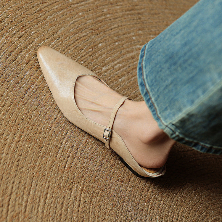 Women's Pointed Toe Mules Single Strap Buckle Black