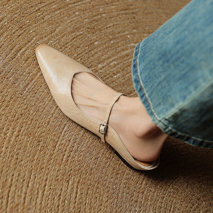 Women's Pointed Toe Mules Single Strap Buckle Black