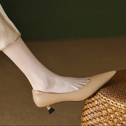 Women's Pointed Toe Kitten Heel Pumps Slip On Shoes