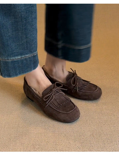 Women's Fringe Loafers Warm Lined Comfortable Classic