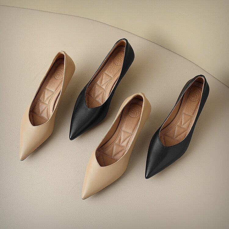 Women's Pointed Toe Kitten Heel Pumps Slip On Shoes