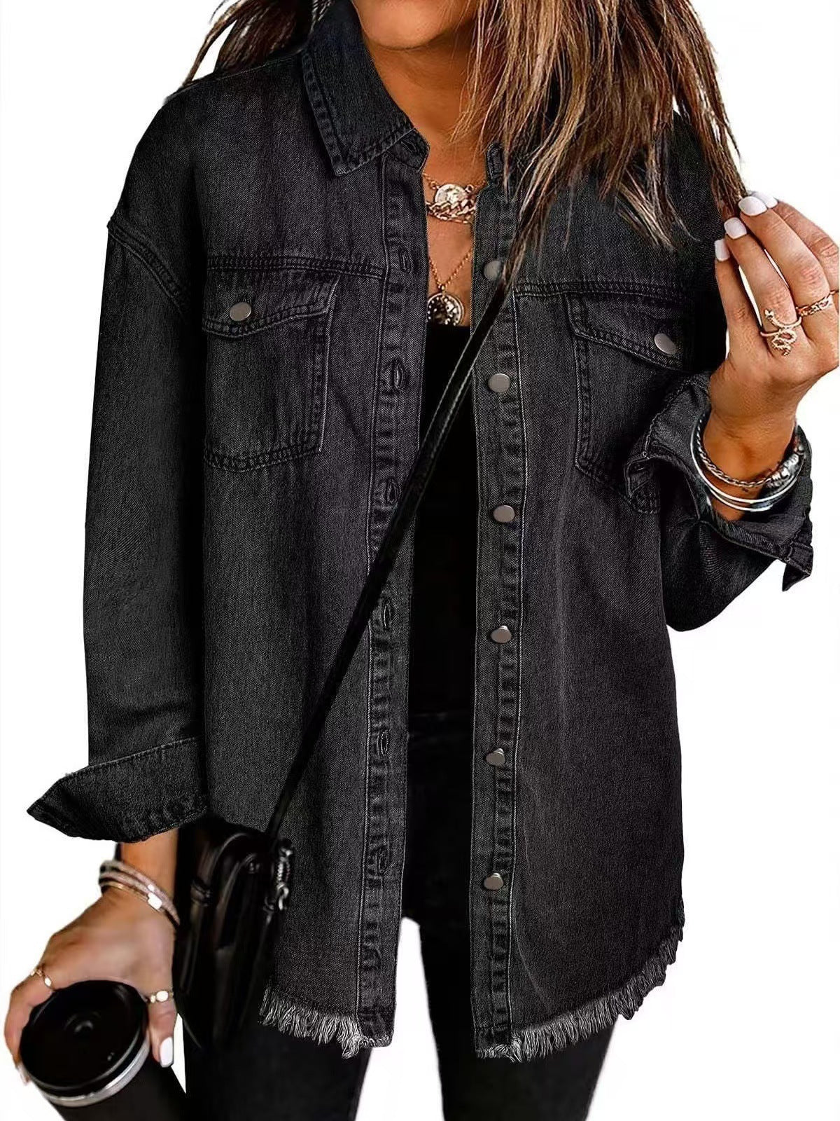 Women's Casual Button Down Jacket - Fashinoza