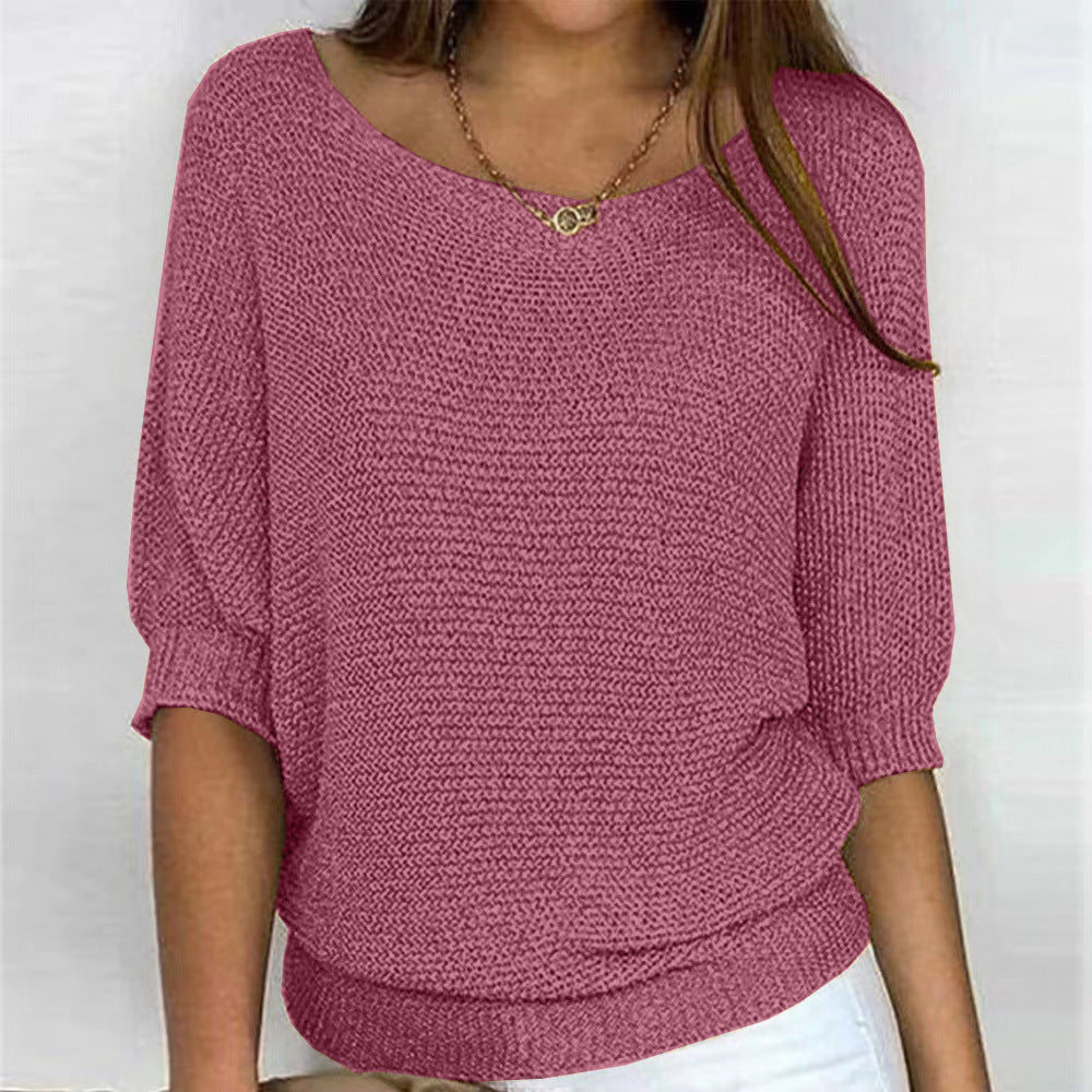 Women's Crew Neck Knitted Sweater
