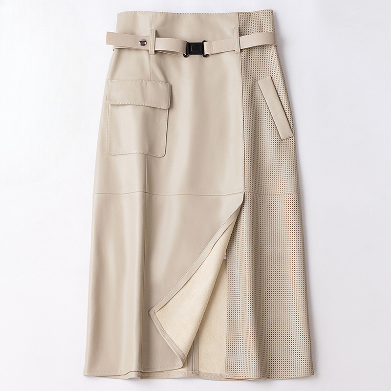 Women's Sheepskin Leather Skirt - 
Fashinoza