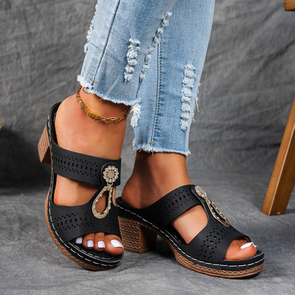 Women's Orthopedic Rhinestone Flat Sandals