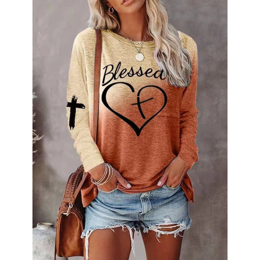 Women's Long Sleeve Graphic Shirt Soft Cotton Casual - Fashinoza