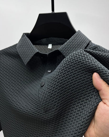 Men's Short Sleeve Polo Shirt Textured Design - Fashinoza