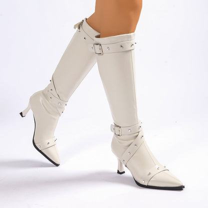 Women's Pointed Toe Boots Buckle Strap