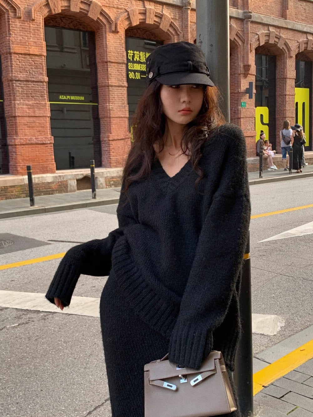 Women's Knit Sweater And Midi Skirt Set