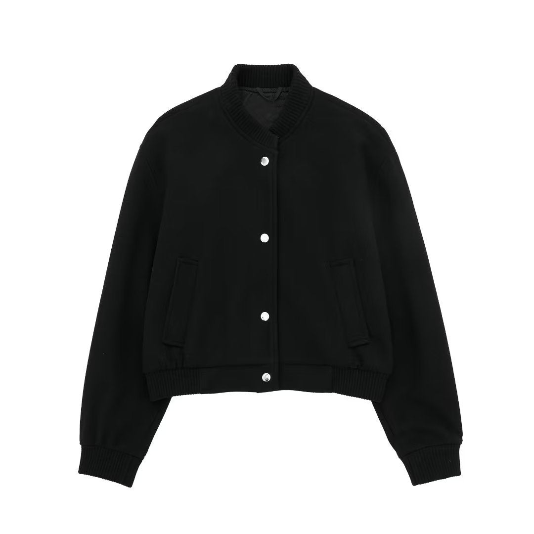 Pilot Jacket Ribbed Stand-Up Collar