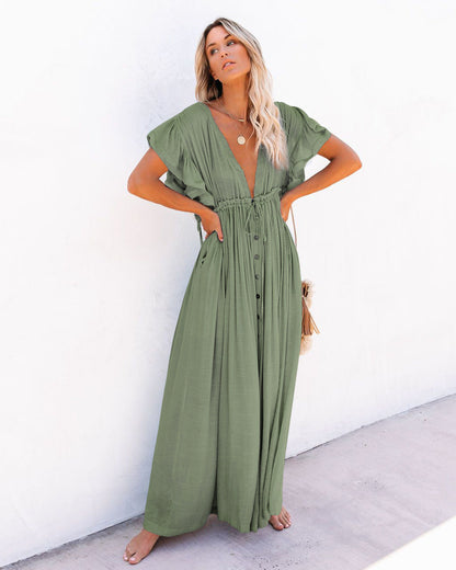 Women's V Neck Beach Cover Up Flowy