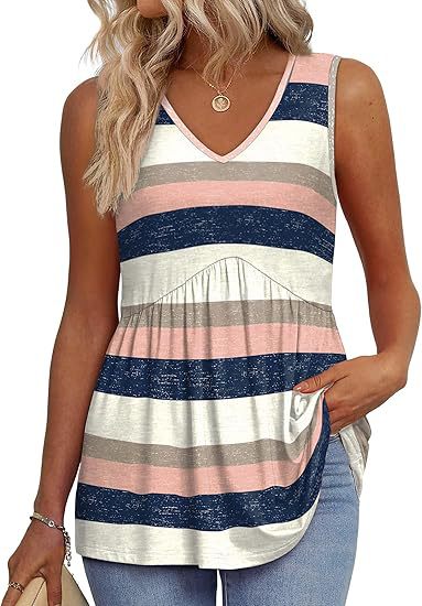 Women's Sleeveless V Neck Floral