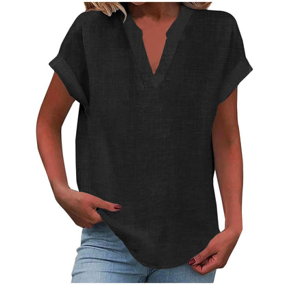 Women's Short Sleeve V-Neck Blouse
