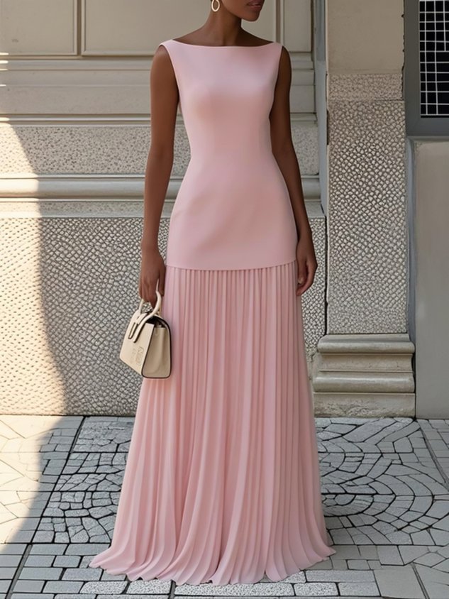 Women's Sleeveless Pleated Maxi Dress