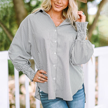 Women's Striped Long Sleeve Button Down Shirt