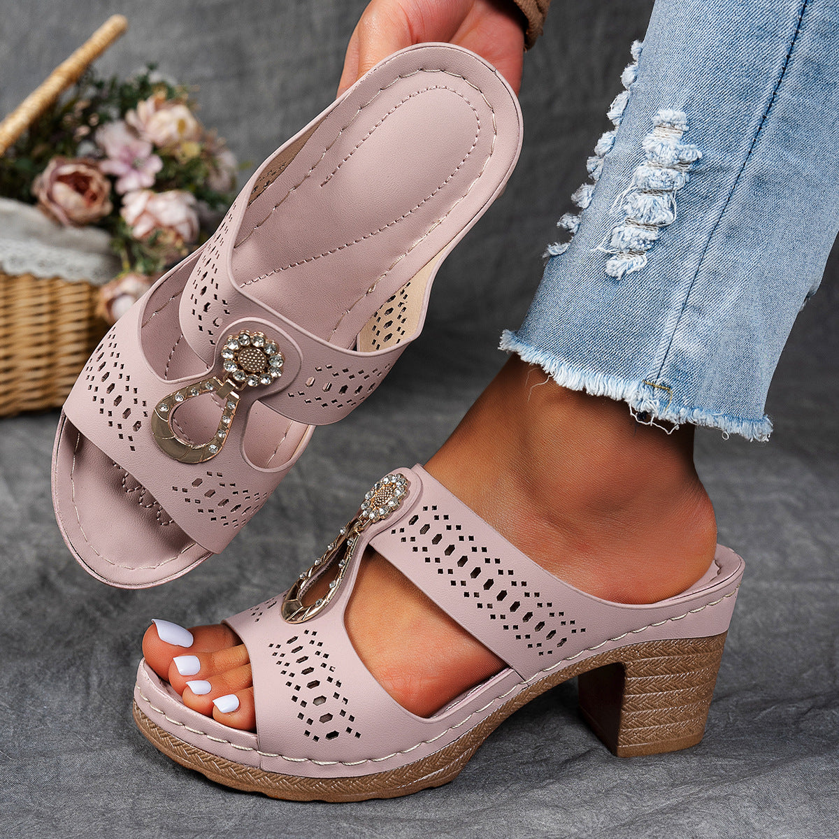 Women's Orthopedic Rhinestone Flat Sandals