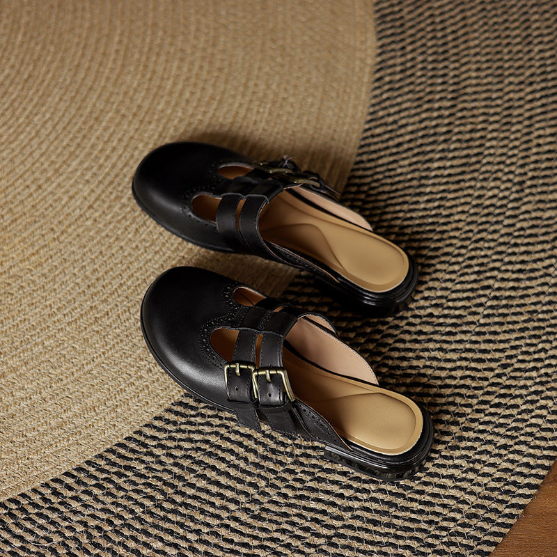 Elin Genuine Leather Mules