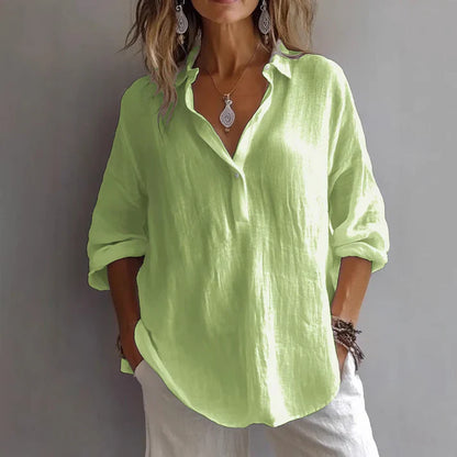 Relaxed Fit Linen Button Up Shirt