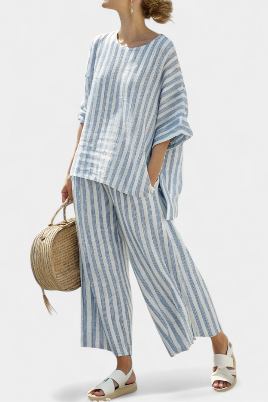 Kaitlyn | Womens Striped Two Piece Pants Set