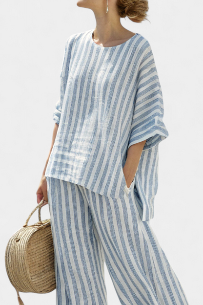 Kaitlyn | Womens Striped Two Piece Pants Set