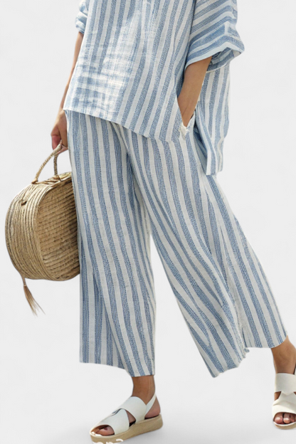 Kaitlyn | Womens Striped Two Piece Pants Set