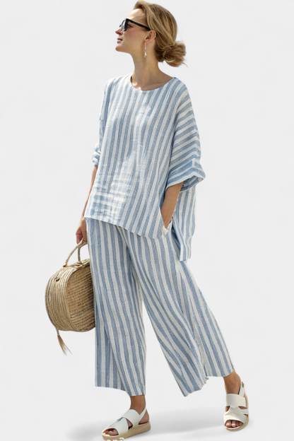 Kaitlyn | Womens Striped Two Piece Pants Set