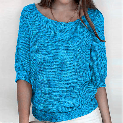 Women's Batwing Sweater Ribbed Trim