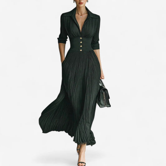 Women's Maxi Pleated Dress - Fashinoza