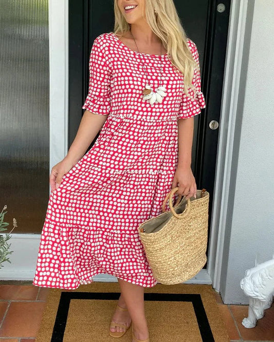 Women's Midi Polka Dot Summer Dress - Fashinoza