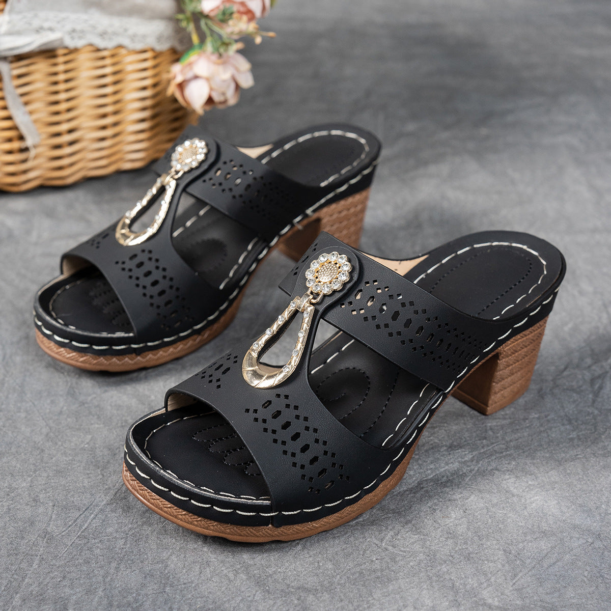 Women's Orthopedic Rhinestone Flat Sandals
