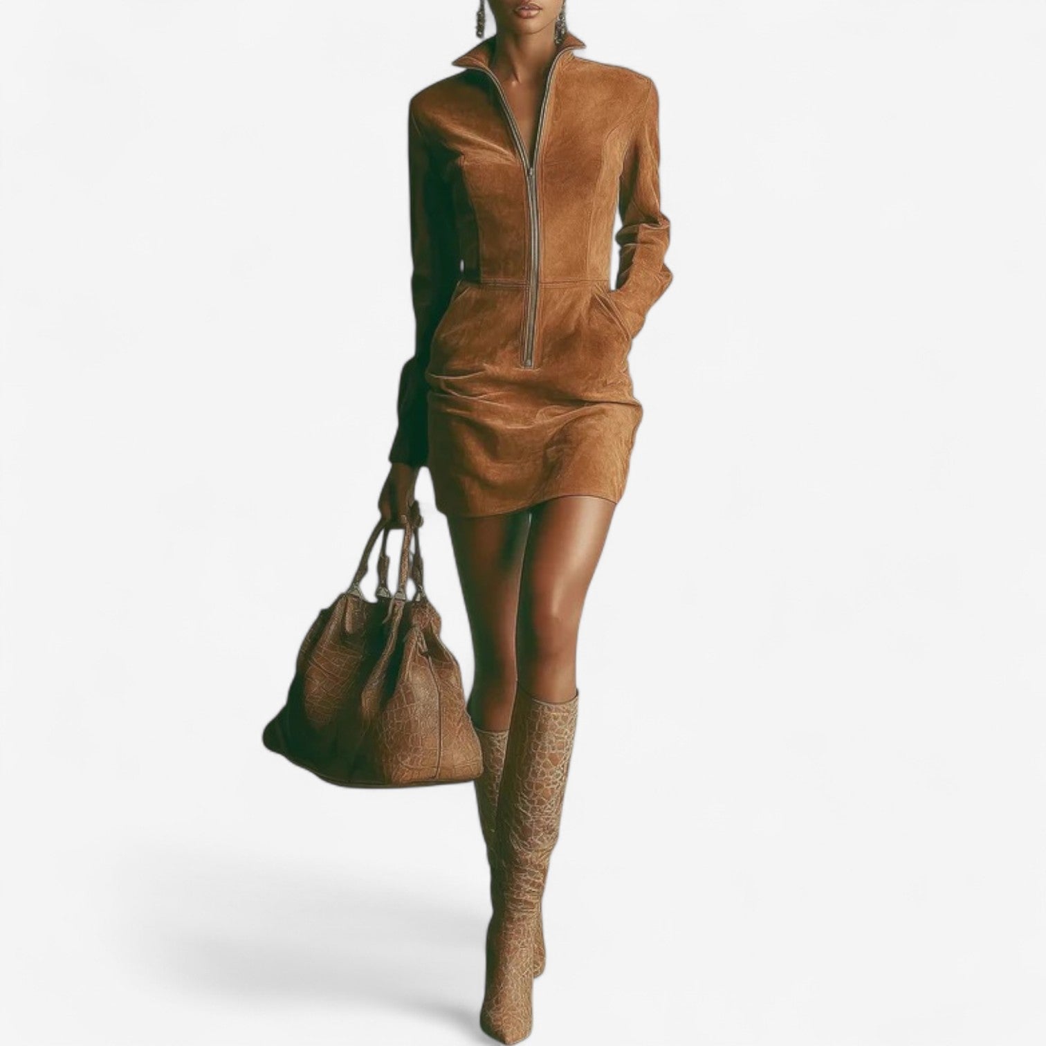 Women's Zip Up Dress - Fashinoza
