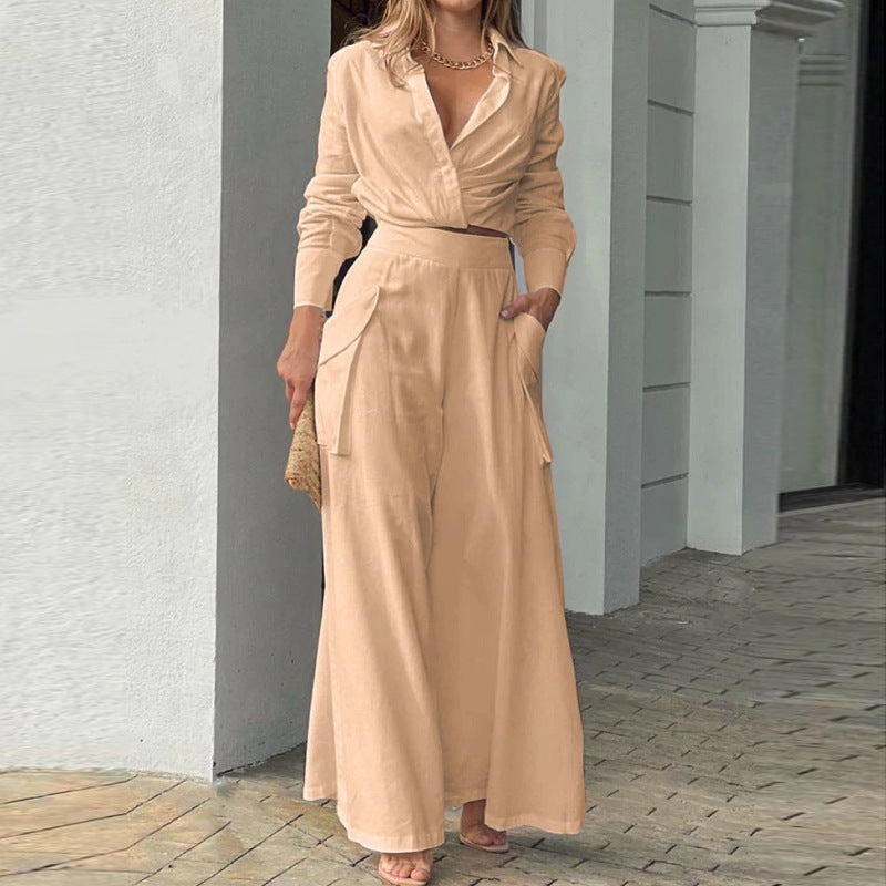 Women's 2-Piece Pants Set Tailored Blouse High-Waisted - 
Fashinoza