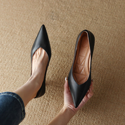 Women's Pointed Toe Kitten Heel Pumps Slip On Shoes