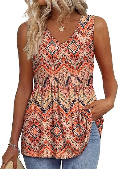 Women's Sleeveless V Neck Floral