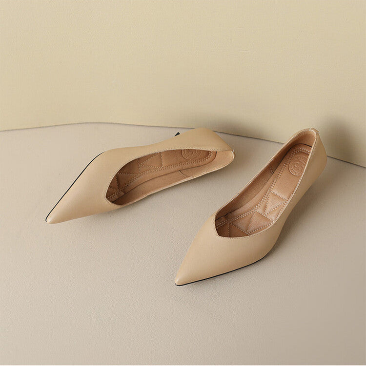 Women's Pointed Toe Kitten Heel Pumps Slip On Shoes