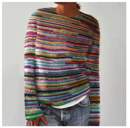 Women's Multicolor Crewneck Sweater - Fashinoza