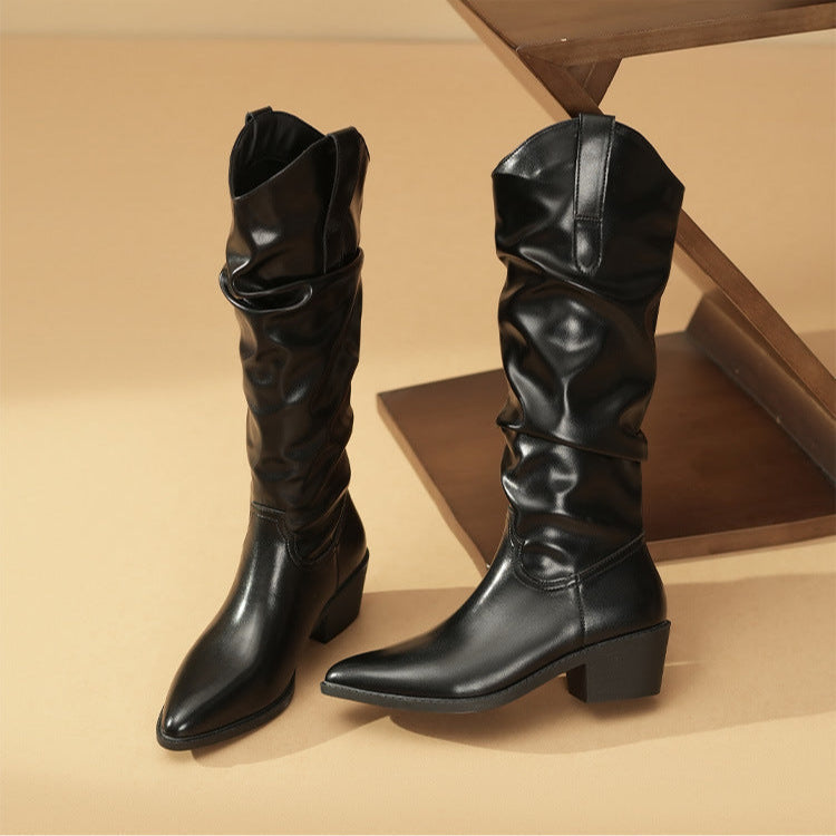 Women's Slouch Boots Block Heel
