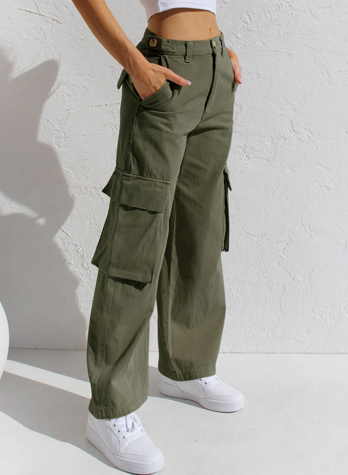 Women's High Waist Cargo Jeans - Fashinoza