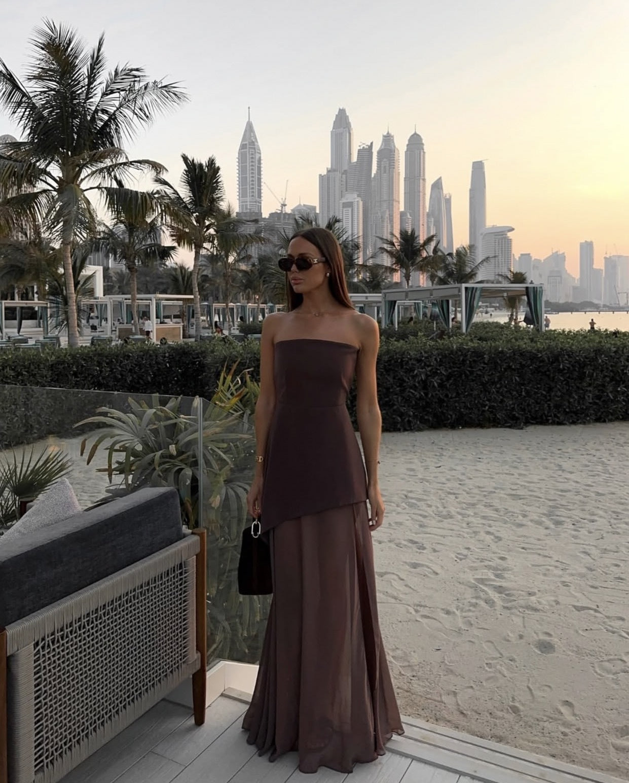 Stella Women's Strapless Asymmetrical Maxi Dress