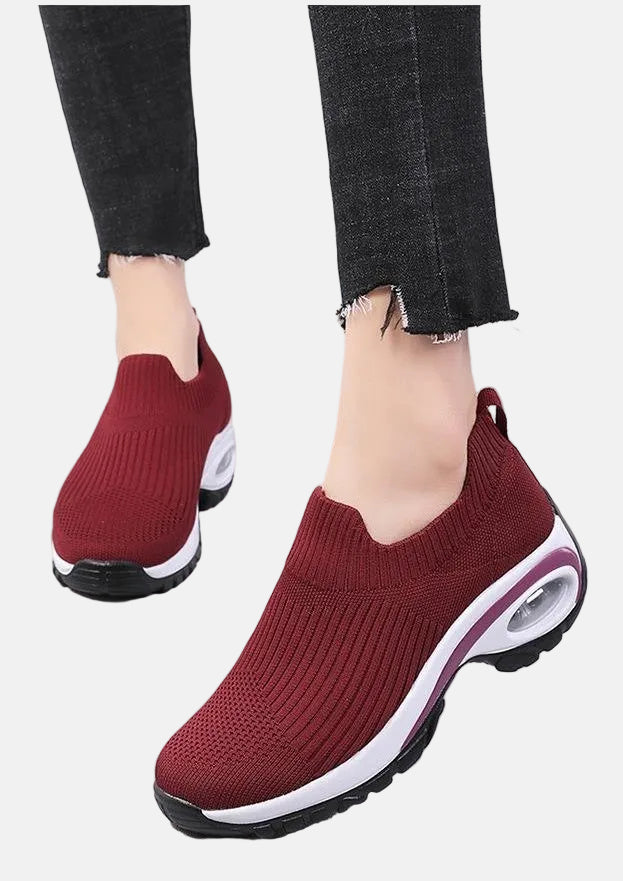 Women's Slip-On Sneakers Breathable Knit Air Cushion Sole