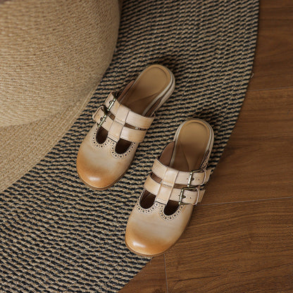 Elin Genuine Leather Mules