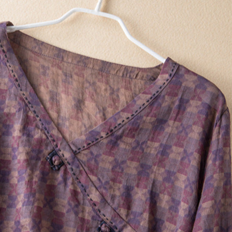 Women's Printed V-Neck Blouse