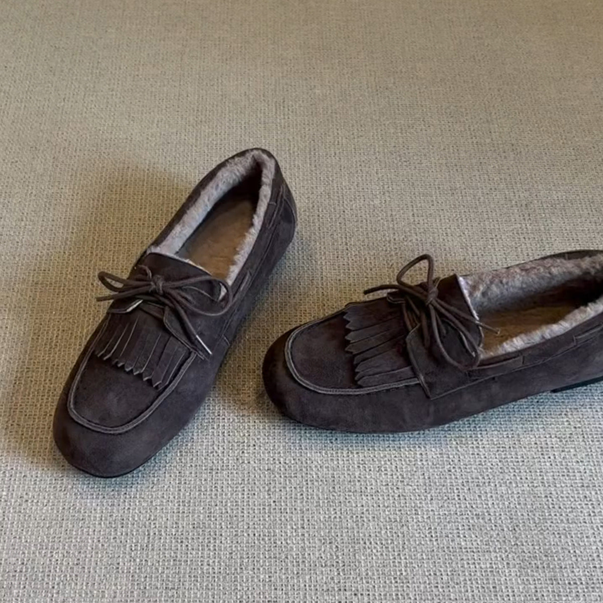 Women's Fringe Loafers Warm Lined Comfortable Classic