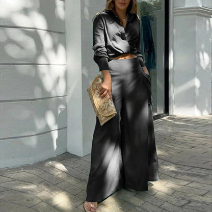 Women's 2-Piece Pants Set Tailored Blouse High-Waisted