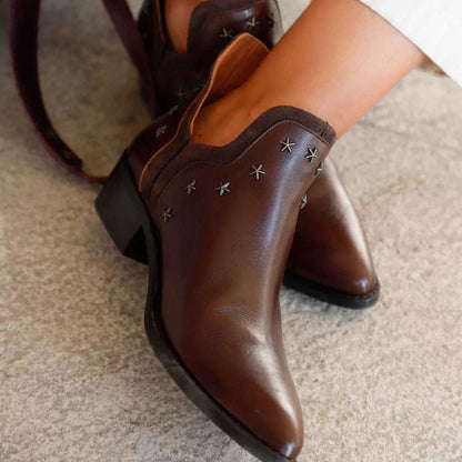 Women's Studded Western Boots - Fashinoza