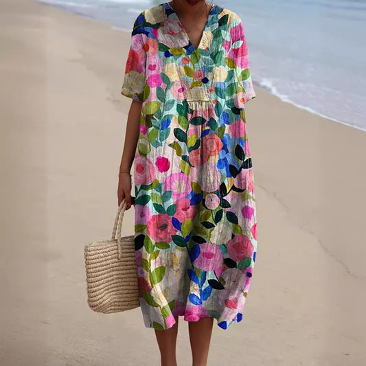 Women's Floral Print Summer Dress - 
Fashinoza