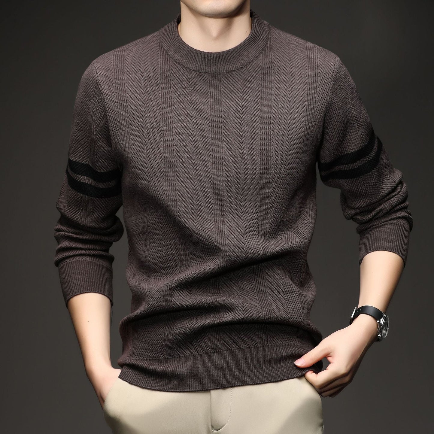Leon Men's Crewneck Knit Sweater - 
Fashinoza