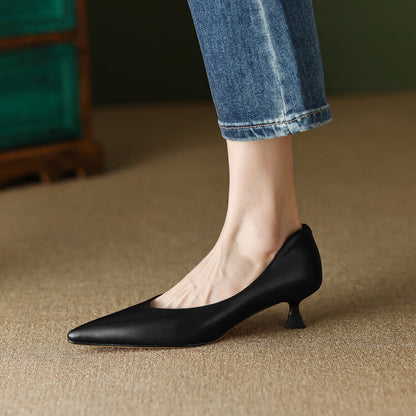 Women's Pointed Toe Kitten Heel Pumps Slip On Shoes