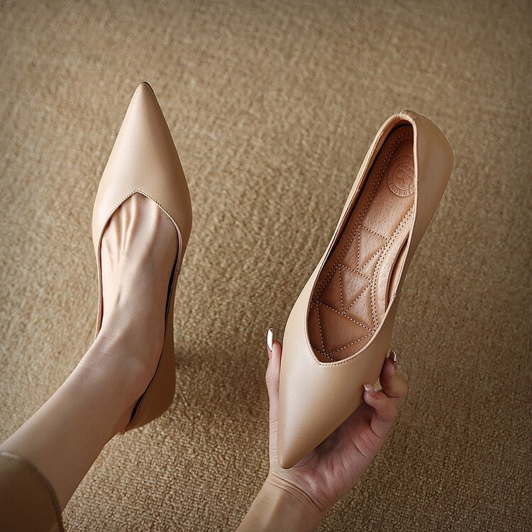 Women's Pointed Toe Kitten Heel Pumps Slip On Shoes