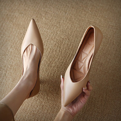 Women's Pointed Toe Kitten Heel Pumps Slip On Shoes